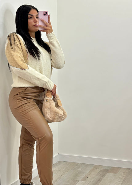 PANTALONE ECOPELLE BEIGE