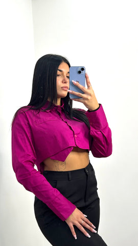 CAMICIA CROP FUCSIA